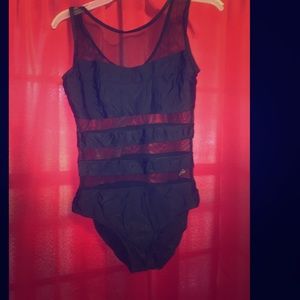 Mesh cutout swimsuit black